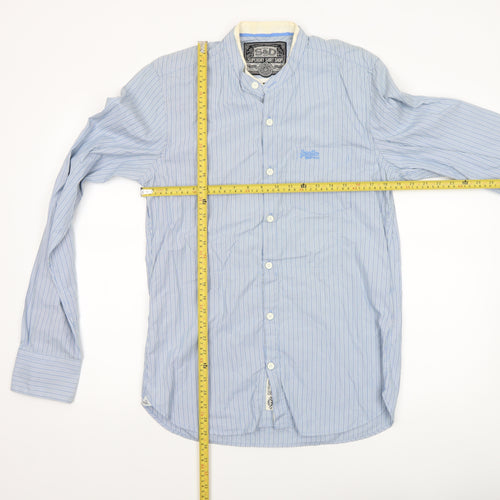 Superdry Men's Blue Striped Long Sleeve Button-Up Shirt Size L