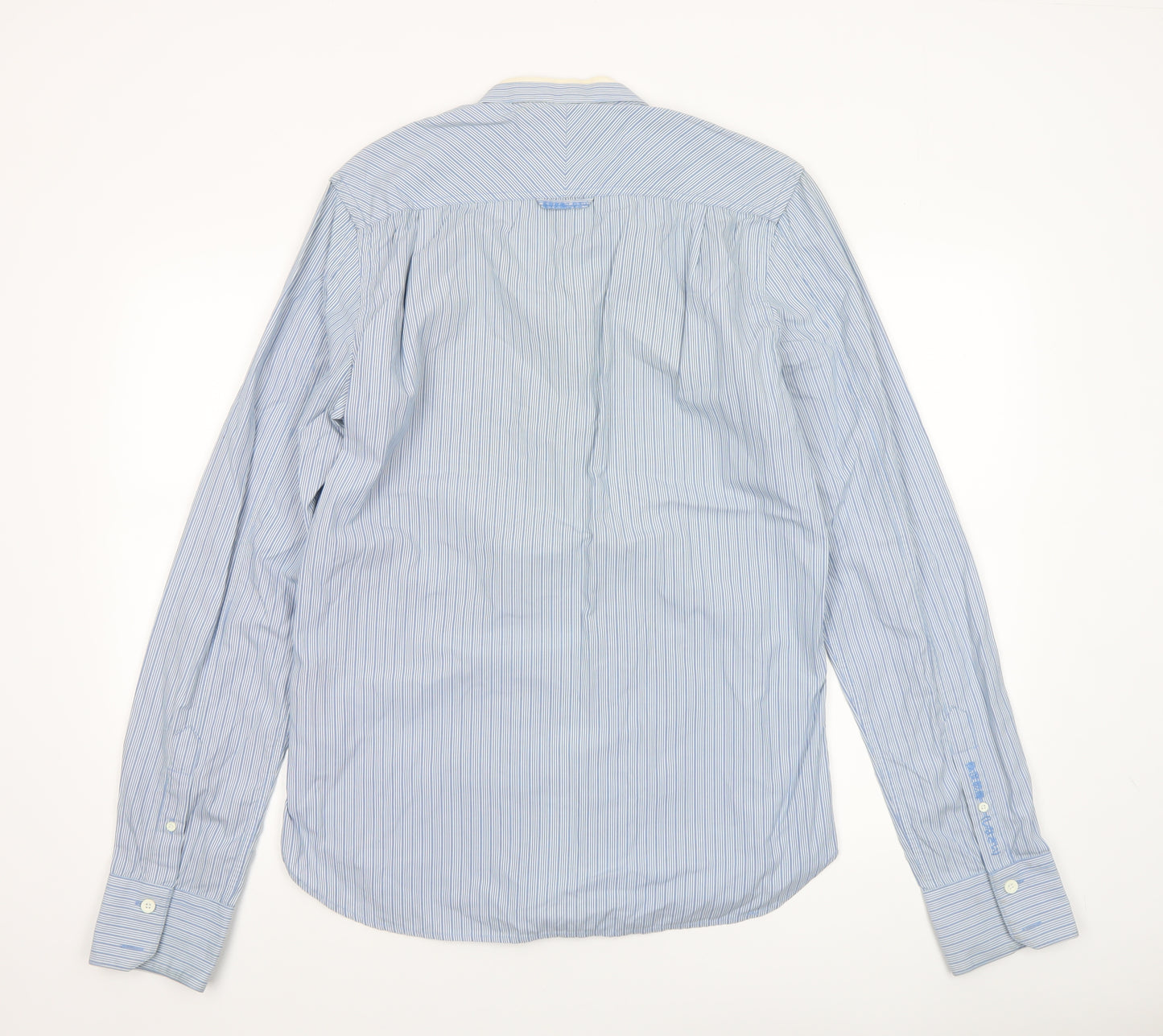 Superdry Men's Blue Striped Long Sleeve Button-Up Shirt Size L