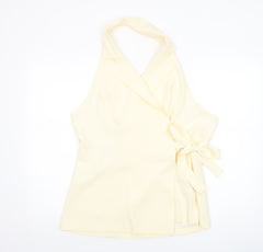 Musera Women's Ivory Wrap Halter Blouse 2XL Sleeveless Tie Top