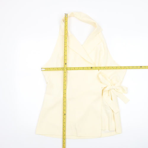 Musera Women's Ivory Wrap Halter Blouse 2XL Sleeveless Tie Top