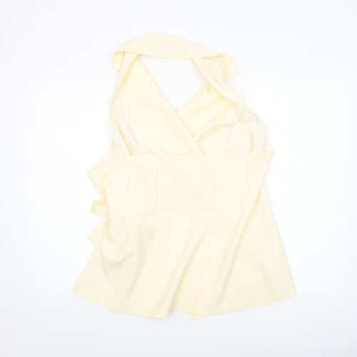 Musera Women's Ivory Wrap Halter Blouse 2XL Sleeveless Tie Top