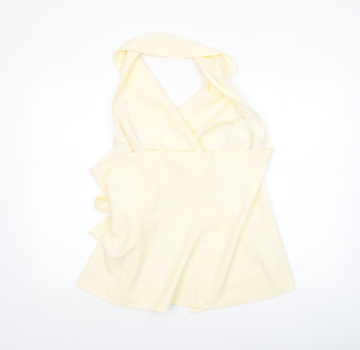 Musera Women's Ivory Wrap Halter Blouse 2XL Sleeveless Tie Top