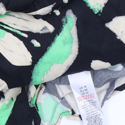 Topshop Women’s Black Floral Midi Shift Dress Size 16 3/4 Sleeve