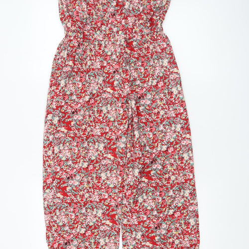 Vila Womens Red Floral Woven Sleeveless Jumpsuit Size S