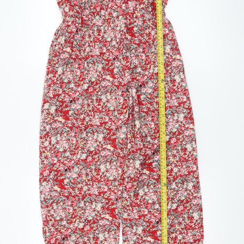 Vila Womens Red Floral Woven Sleeveless Jumpsuit Size S