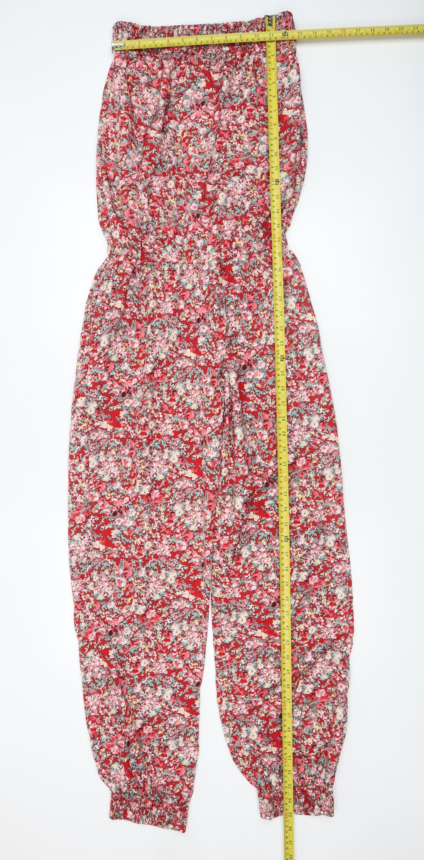 Vila Womens Red Floral Woven Sleeveless Jumpsuit Size S