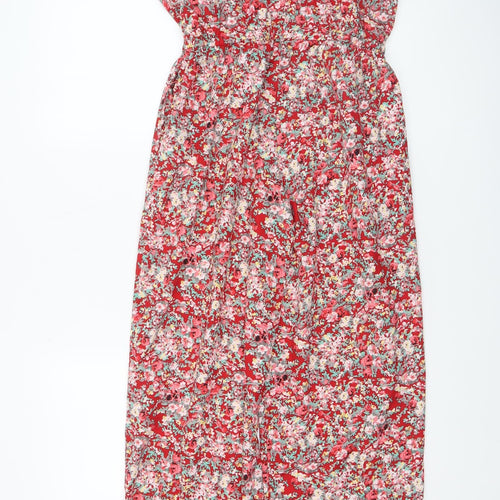 Vila Womens Red Floral Woven Sleeveless Jumpsuit Size S