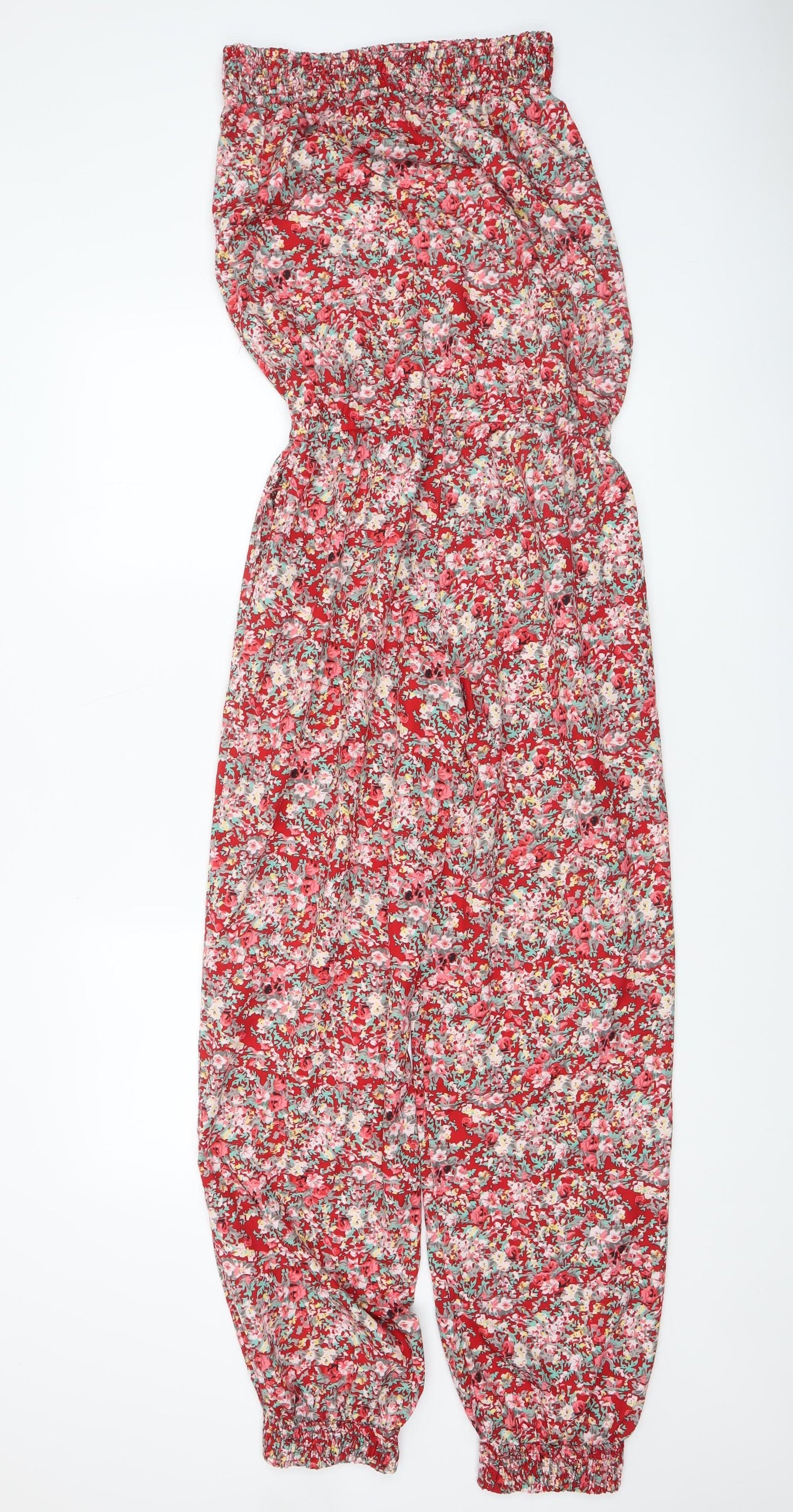 Vila Womens Red Floral Woven Sleeveless Jumpsuit Size S