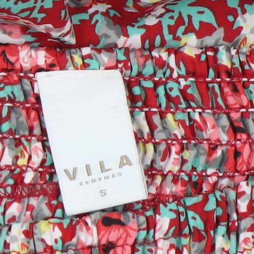 Vila Womens Red Floral Woven Sleeveless Jumpsuit Size S