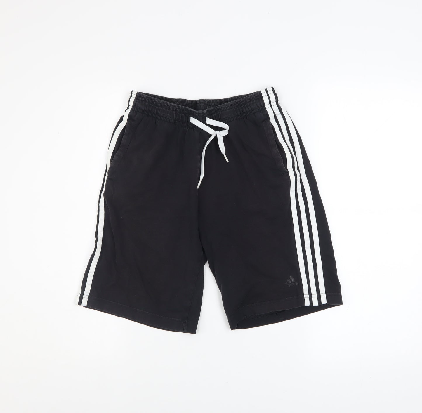 adidas Boys Black 13-14 Years Athletic Cotton Drawstring Sports Shorts