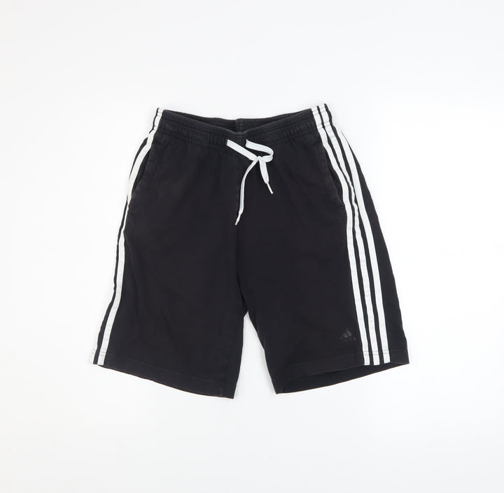 adidas Boys Black 13-14 Years Athletic Cotton Drawstring Sports Shorts
