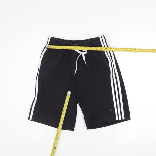 adidas Boys Black 13-14 Years Athletic Cotton Drawstring Sports Shorts