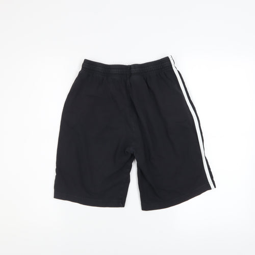 adidas Boys Black 13-14 Years Athletic Cotton Drawstring Sports Shorts