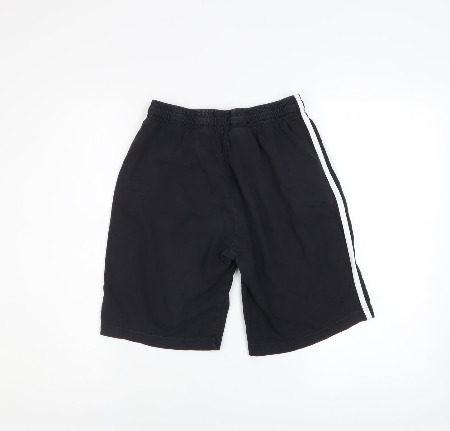 adidas Boys Black 13-14 Years Athletic Cotton Drawstring Sports Shorts