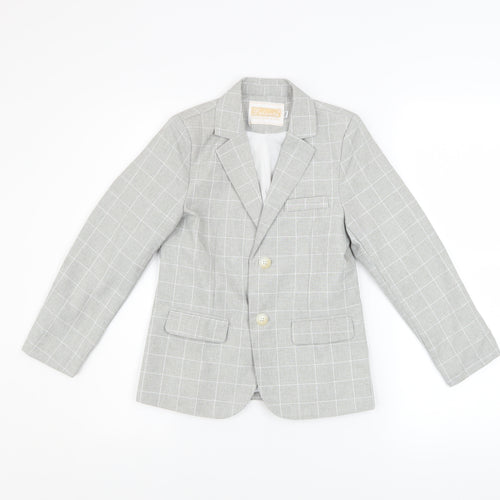 Lolanta Boys Grey Check Single Breasted Blazer 3-4 Years Formal Jacket