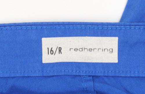 Red Herring Women’s Blue Chino Trousers Size 16 Regular Cotton Blend