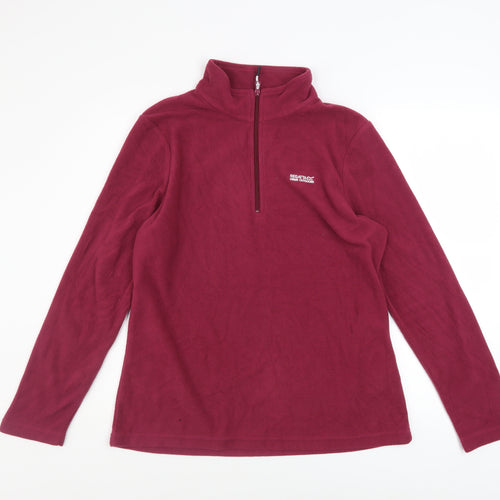 Regatta Womens Burgundy 1/4 Zip Fleece Sweatshirt UK 14 Outdoor Warm Top