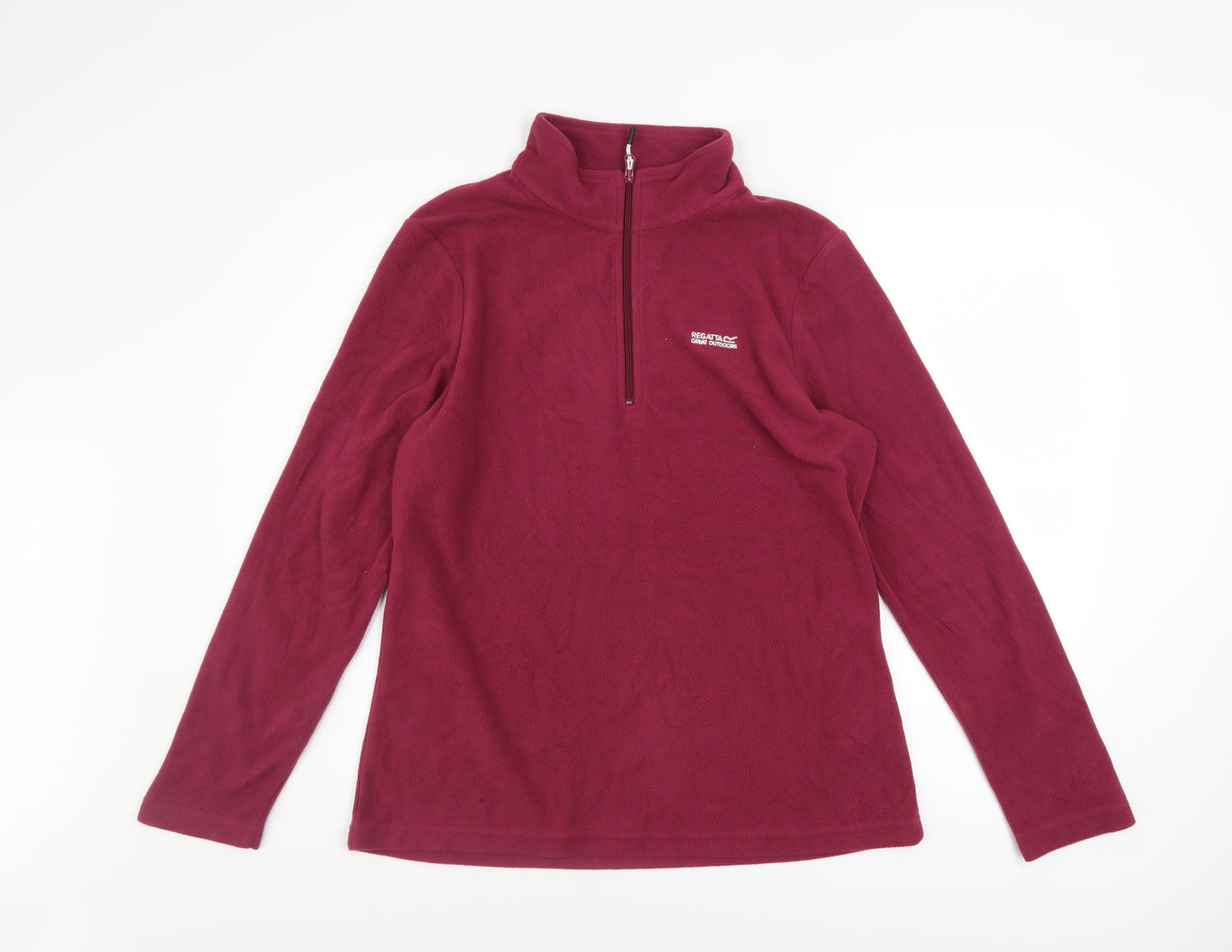 Regatta Womens Burgundy 1/4 Zip Fleece Sweatshirt UK 14 Outdoor Warm Top