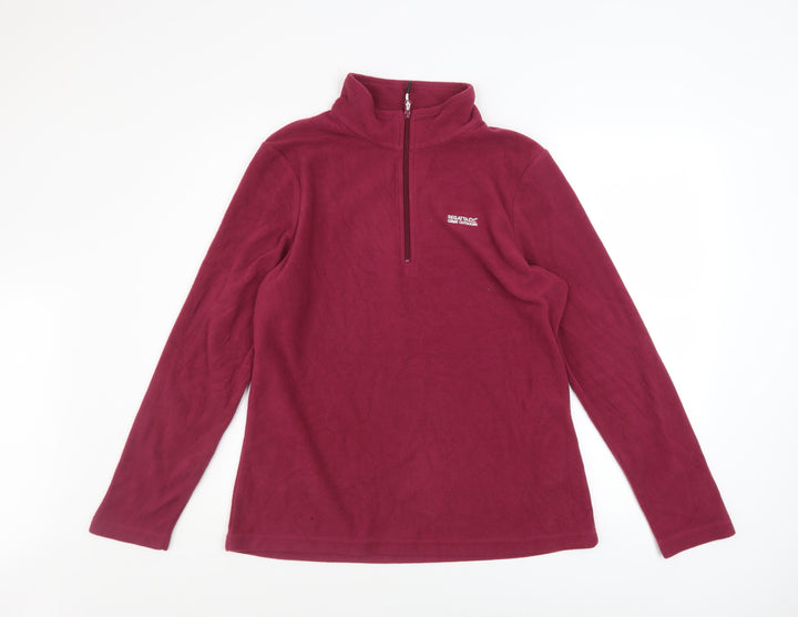 Regatta Womens Burgundy 1/4 Zip Fleece Sweatshirt UK 14 Outdoor Warm Top