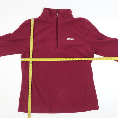 Regatta Womens Burgundy 1/4 Zip Fleece Sweatshirt UK 14 Outdoor Warm Top