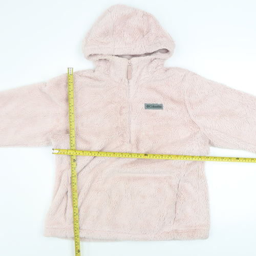 Columbia Women Pink Fleece Pullover Hoodie L Soft Warm Plush Top