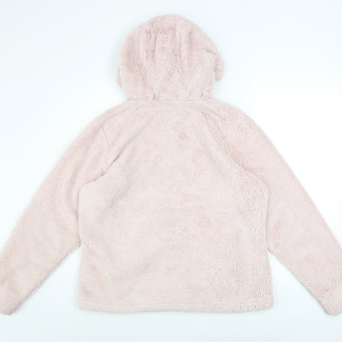 Columbia Women Pink Fleece Pullover Hoodie L Soft Warm Plush Top