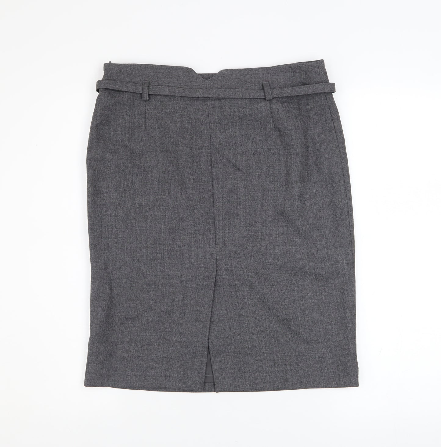 Sino Women's Grey Wool Pencil Skirt UK 12 Knee Length Workwear