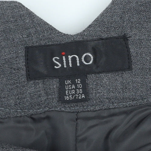 Sino Women's Grey Wool Pencil Skirt UK 12 Knee Length Workwear