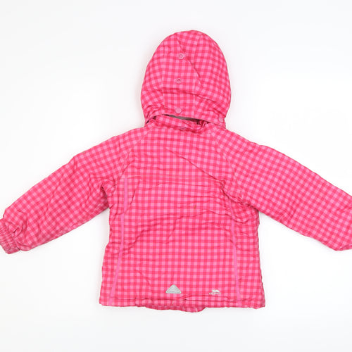 Trespass Girls Pink Check Hooded Waterproof Puffer Jacket 2-3 Years