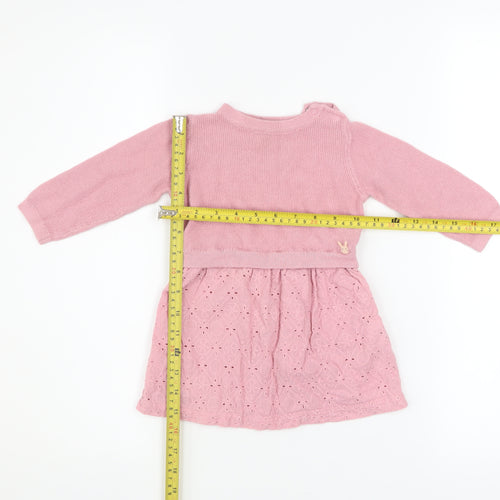 Coccodrillo Girls Pink Cotton Knit A-Line Dress 12-18 Months