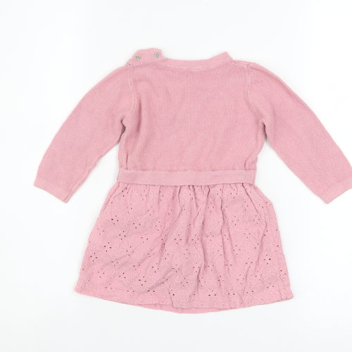 Coccodrillo Girls Pink Cotton Knit A-Line Dress 12-18 Months