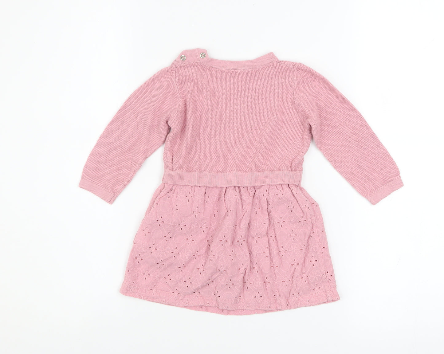 Coccodrillo Girls Pink Cotton Knit A-Line Dress 12-18 Months
