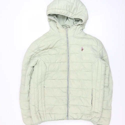U.S. Polo Assn. Women's Green Size 14 Hooded Puffer Jacket