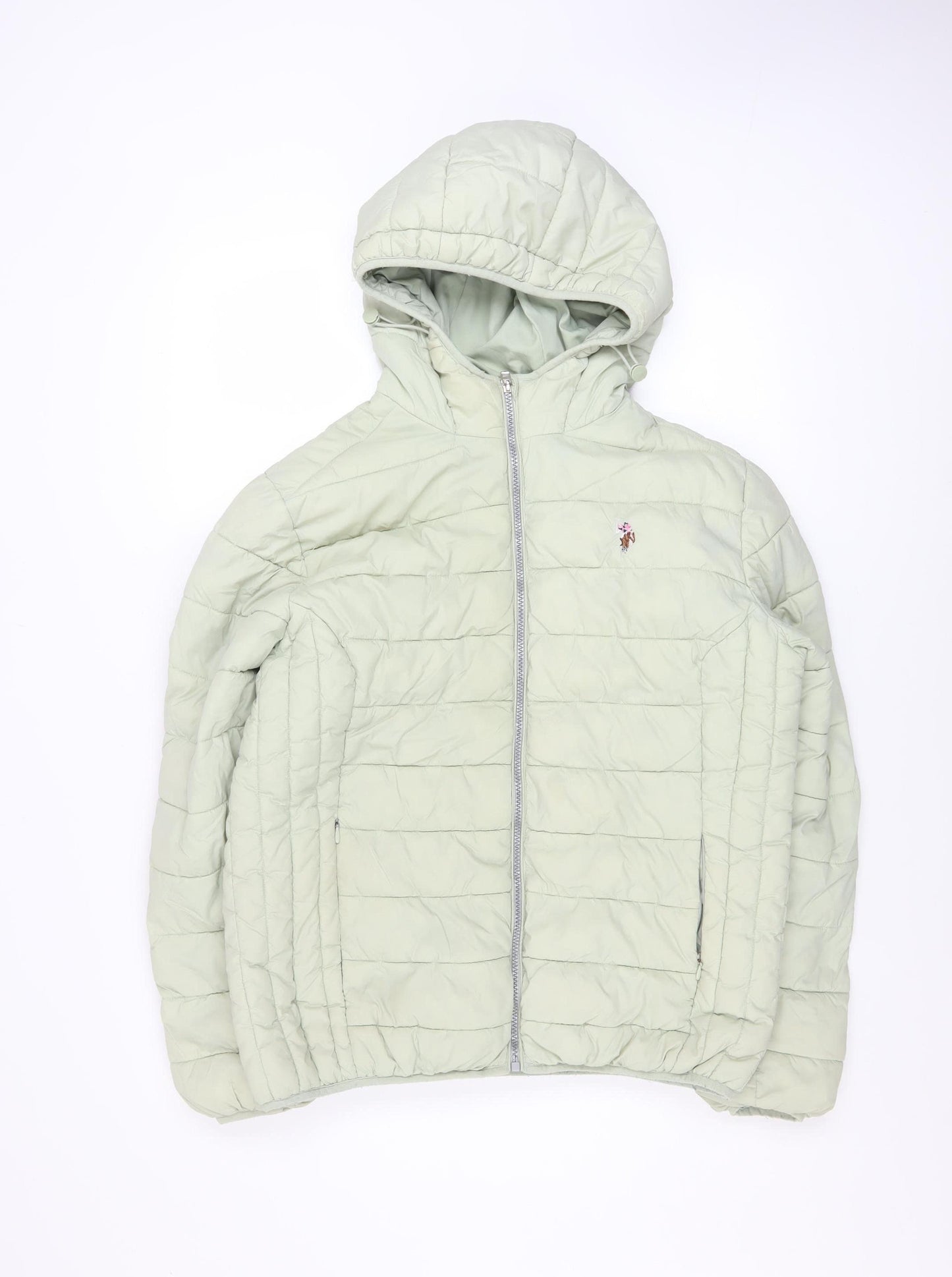 U.S. Polo Assn. Women's Green Size 14 Hooded Puffer Jacket