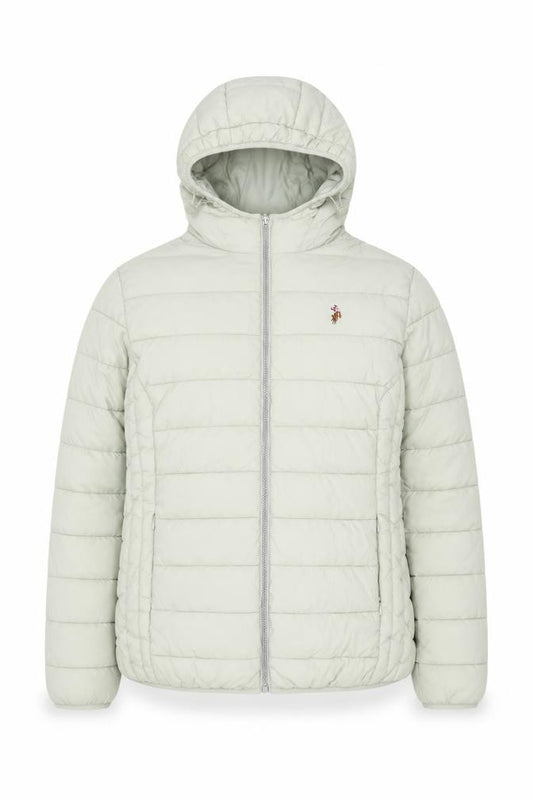 Front view of U.S. Polo Assn. Women's Green, size 14, Hooded Puffer Jacket