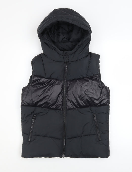 Matalan Boys Black Hooded Padded Bodywarmer Gilet 12 Years