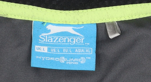 Slazenger Men’s Grey Windbreaker Softshell Jacket L Full Zip Reflective Sports