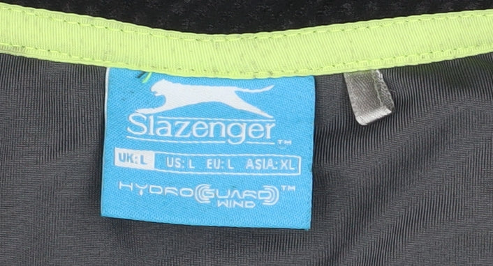 Slazenger Men’s Grey Windbreaker Softshell Jacket L Full Zip Reflective Sports