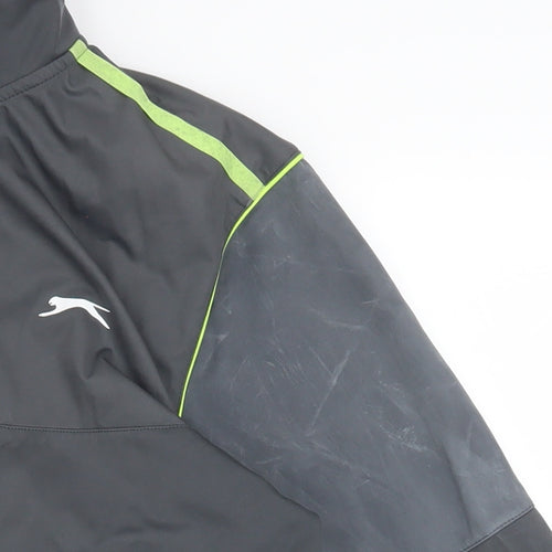Slazenger Men’s Grey Windbreaker Softshell Jacket L Full Zip Reflective Sports