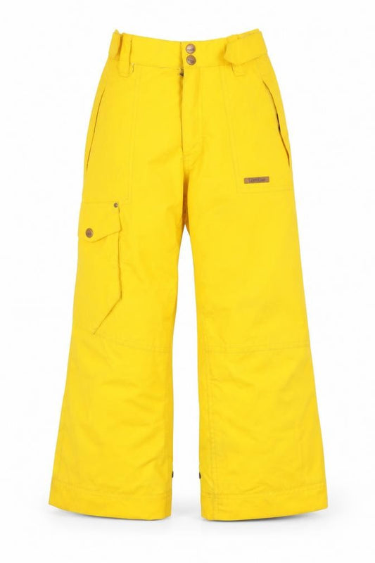 Front view of Wed'ze boys’ yellow waterproof ski snow pants 6 years winter trousers