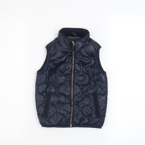 Next Boys Blue Quilted Puffer Waistcoat 2-3 Years Sleeveless Zip Front
