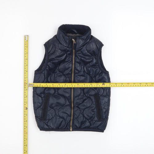 Next Boys Blue Quilted Puffer Waistcoat 2-3 Years Sleeveless Zip Front