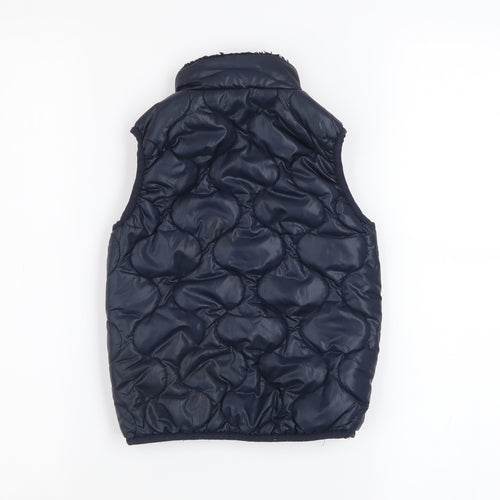 Next Boys Blue Quilted Puffer Waistcoat 2-3 Years Sleeveless Zip Front