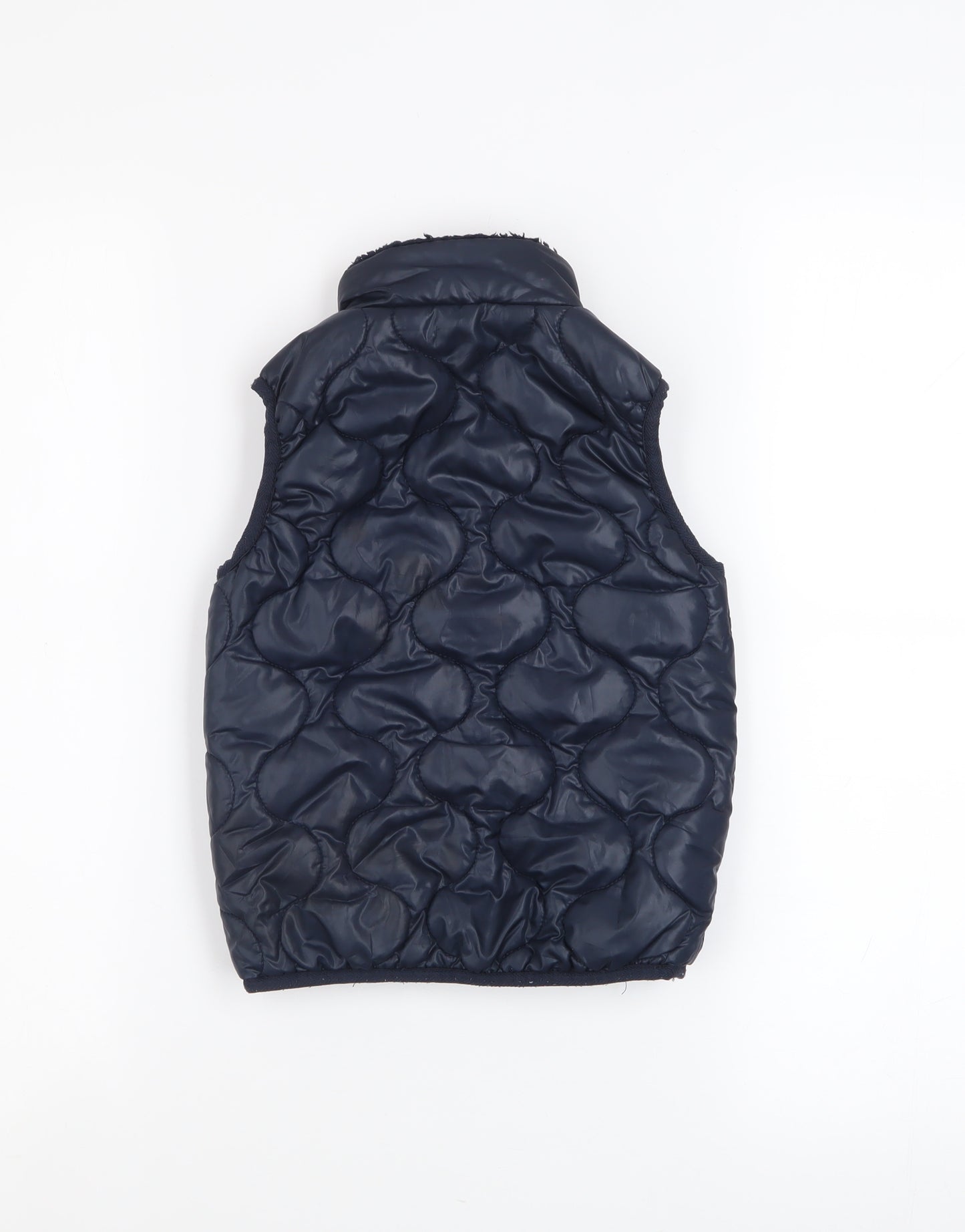 Next Boys Blue Quilted Puffer Waistcoat 2-3 Years Sleeveless Zip Front
