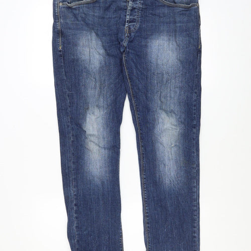 E J Denim Men's Blue 32R Straight Fit Jeans Cotton Stretch