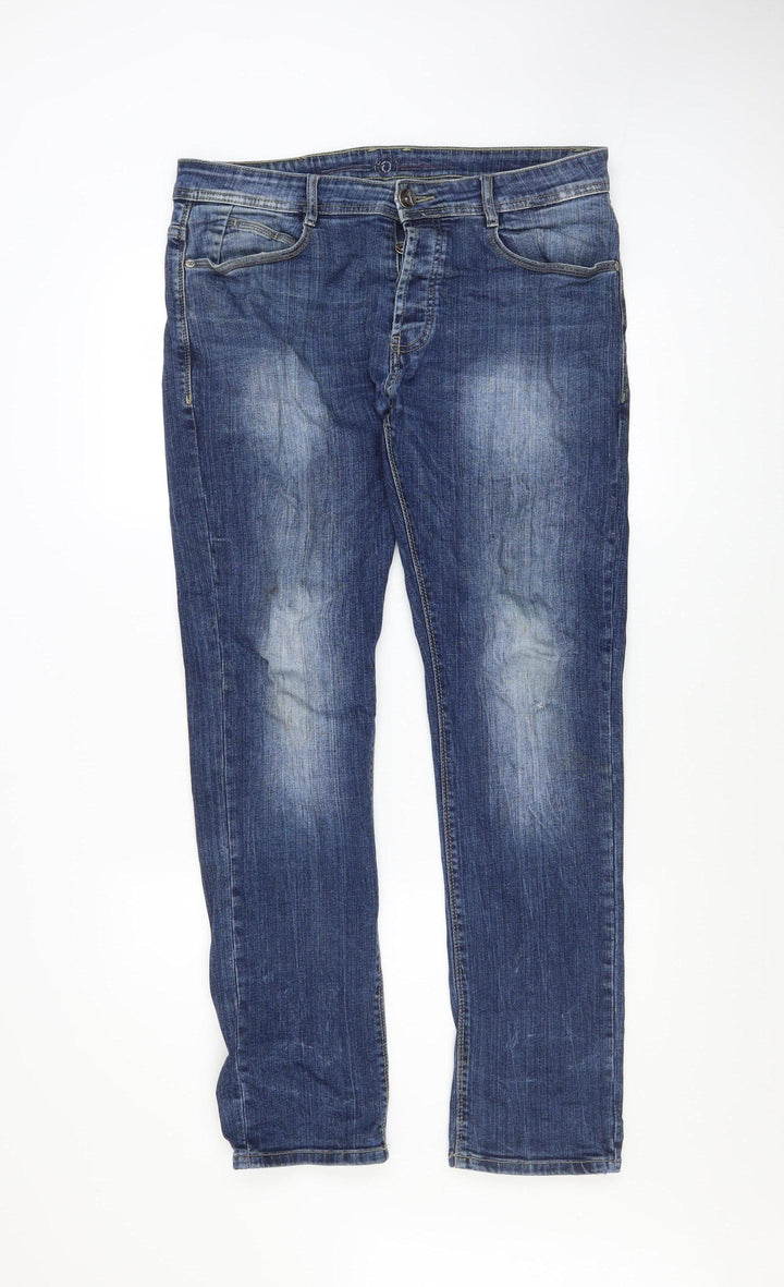 E J Denim Men's Blue 32R Straight Fit Jeans Cotton Stretch