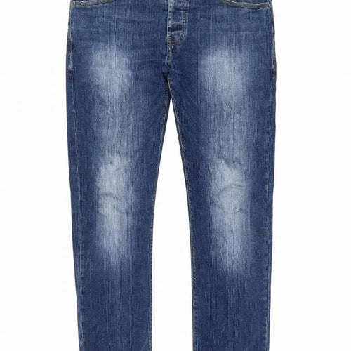 E J Denim Men's Blue 32R Straight Fit Jeans Cotton Stretch