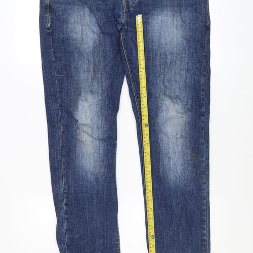 E J Denim Men's Blue 32R Straight Fit Jeans Cotton Stretch