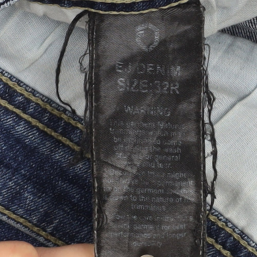 E J Denim Men's Blue 32R Straight Fit Jeans Cotton Stretch