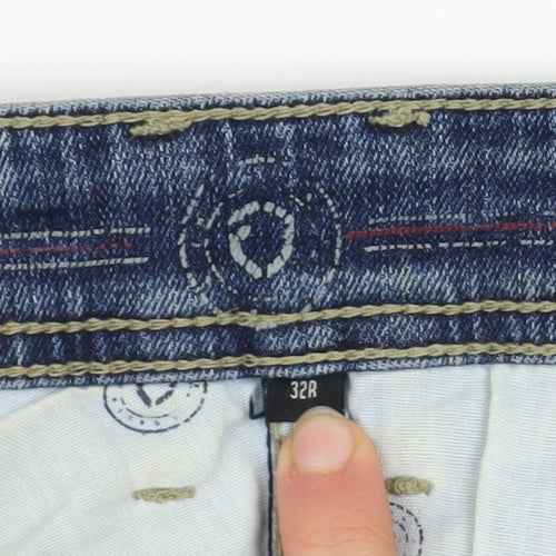 E J Denim Men's Blue 32R Straight Fit Jeans Cotton Stretch